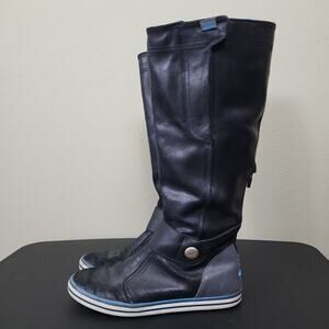 Nike Womens Carico 525412 041 Black Leather Round Toe Knee High Boots Size 7